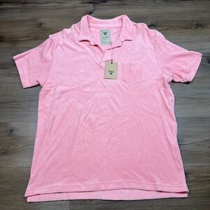 NWT OAS Polo Shirt Mens XL Pink Soft Terry Cotton Short Sleeve‎ Pocket Solid New